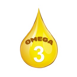 Golden Omega 3 oil drop isolated on white