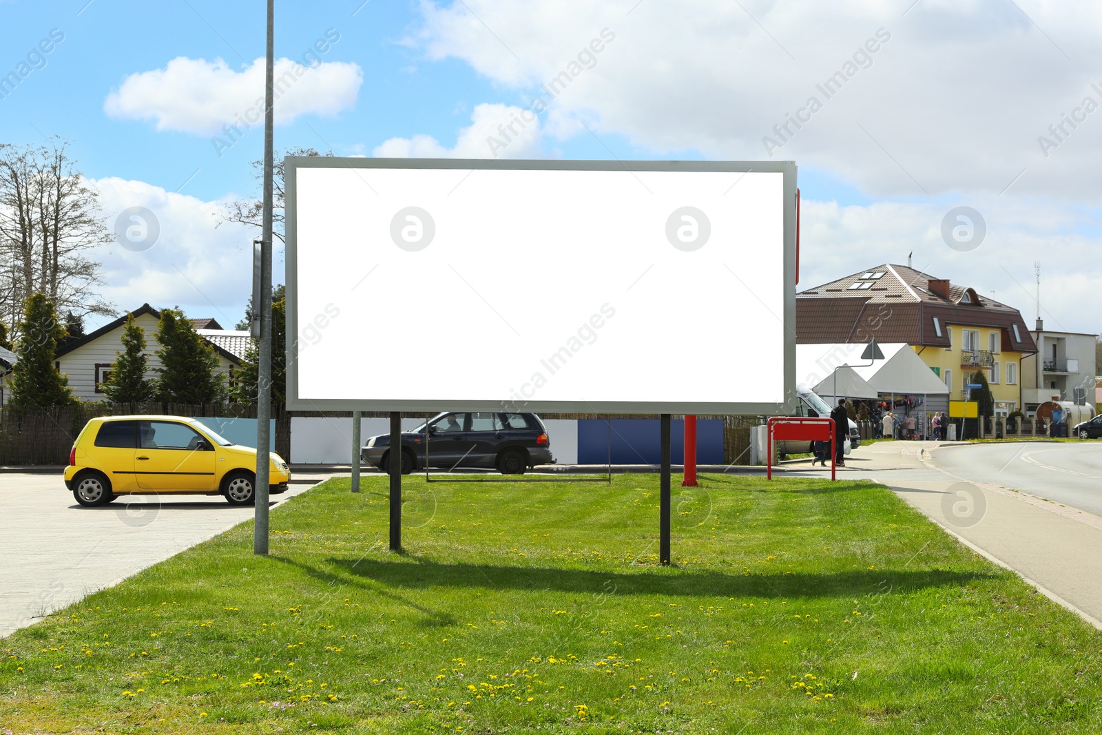 Image of Empty signboard in city. Mock-up for design