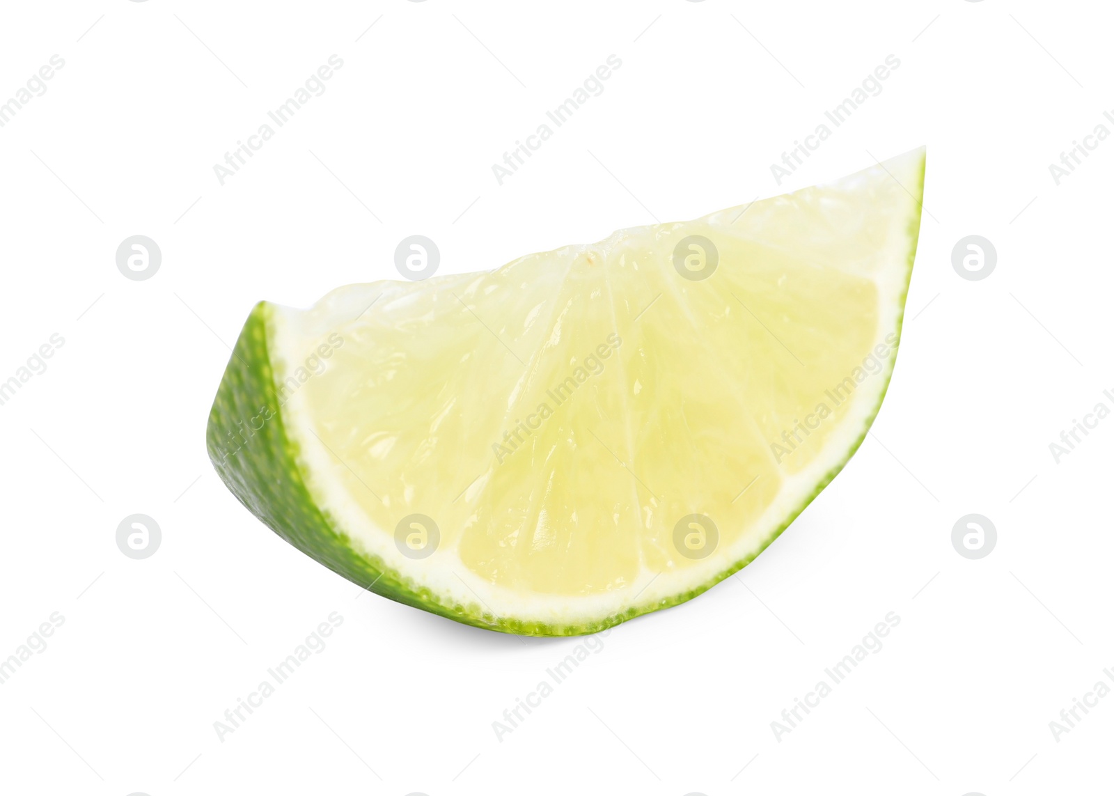 Photo of Citrus fruit. Slice of fresh lime isolated on white