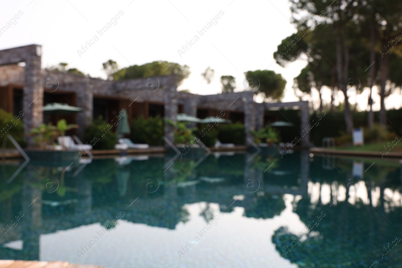 Photo of Outdoor swimming pool at resort, blurred view