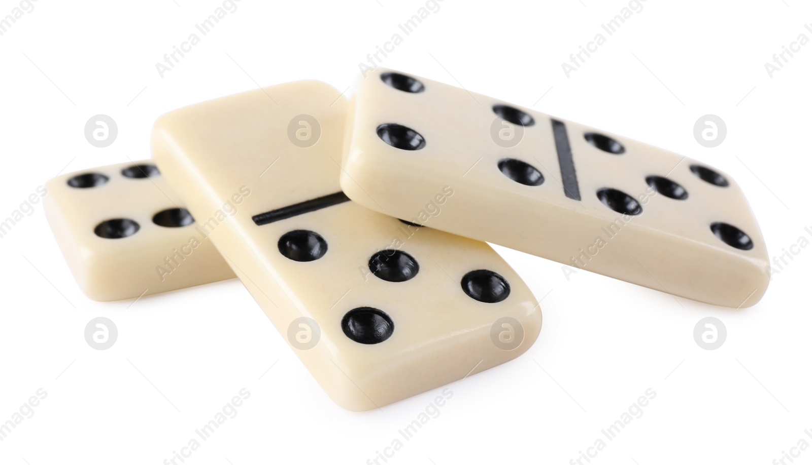 Photo of Classic light domino tiles on white background