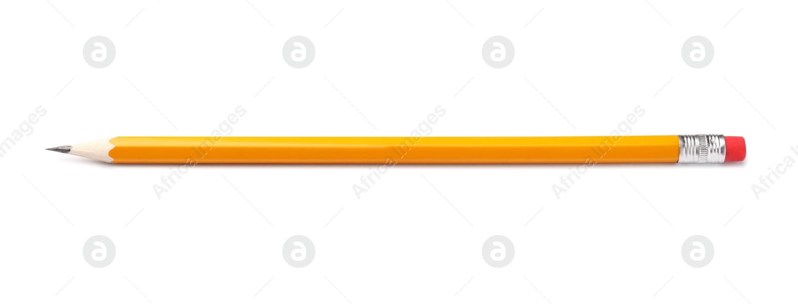 Photo of Graphite pencil with eraser isolated on white. School stationery