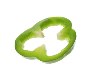 Photo of Ring of fresh green bell pepper on white background