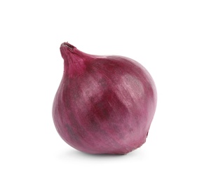 Photo of Fresh whole red onion on white background