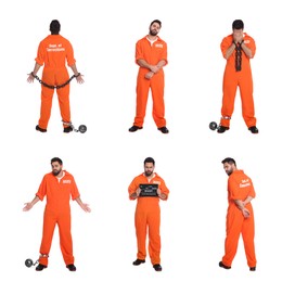 Image of Collage with photos of prisoner on white background 