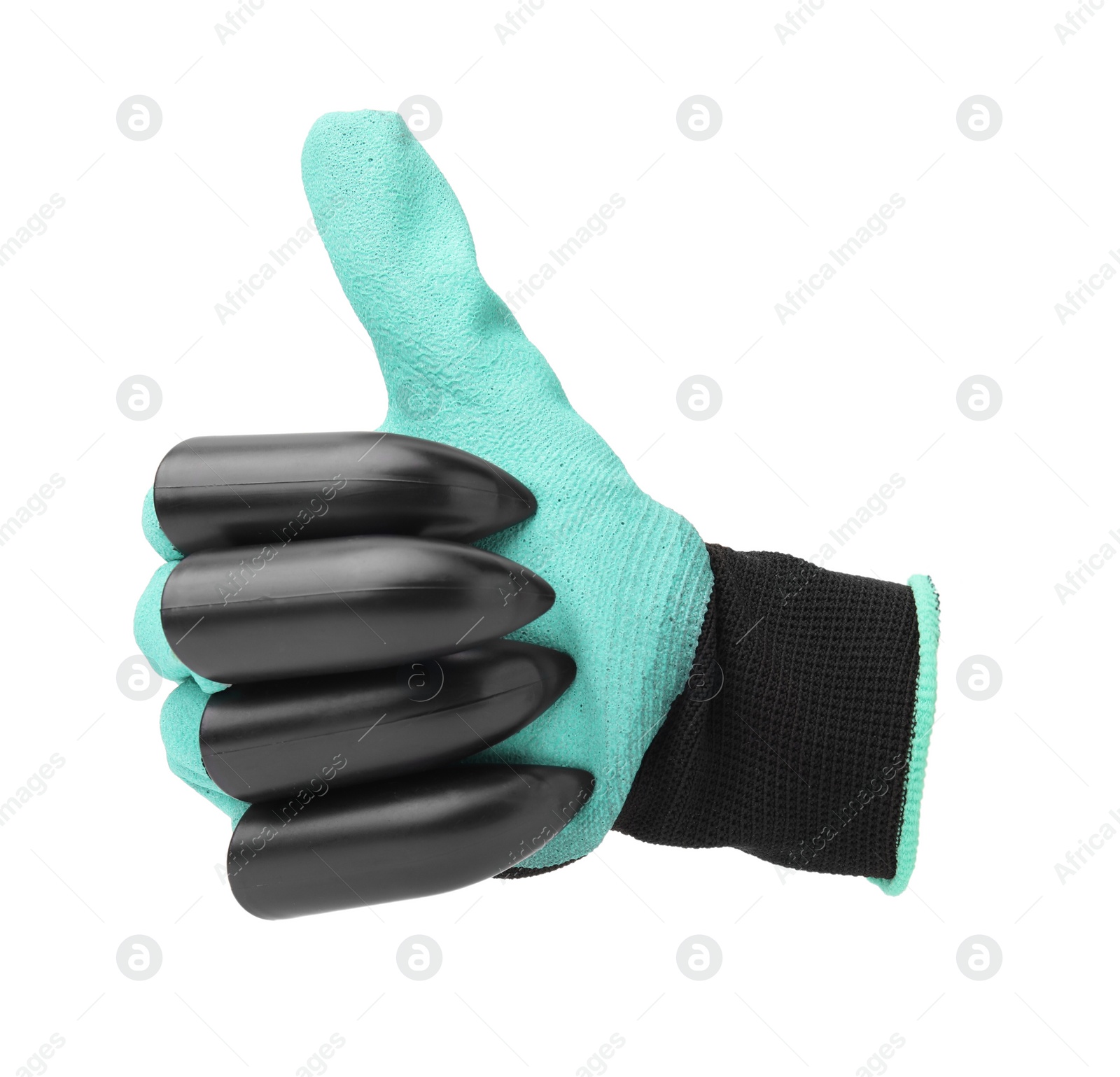 Image of One gardening glove with claws isolated on white