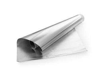 One roll of aluminum foil isolated on white