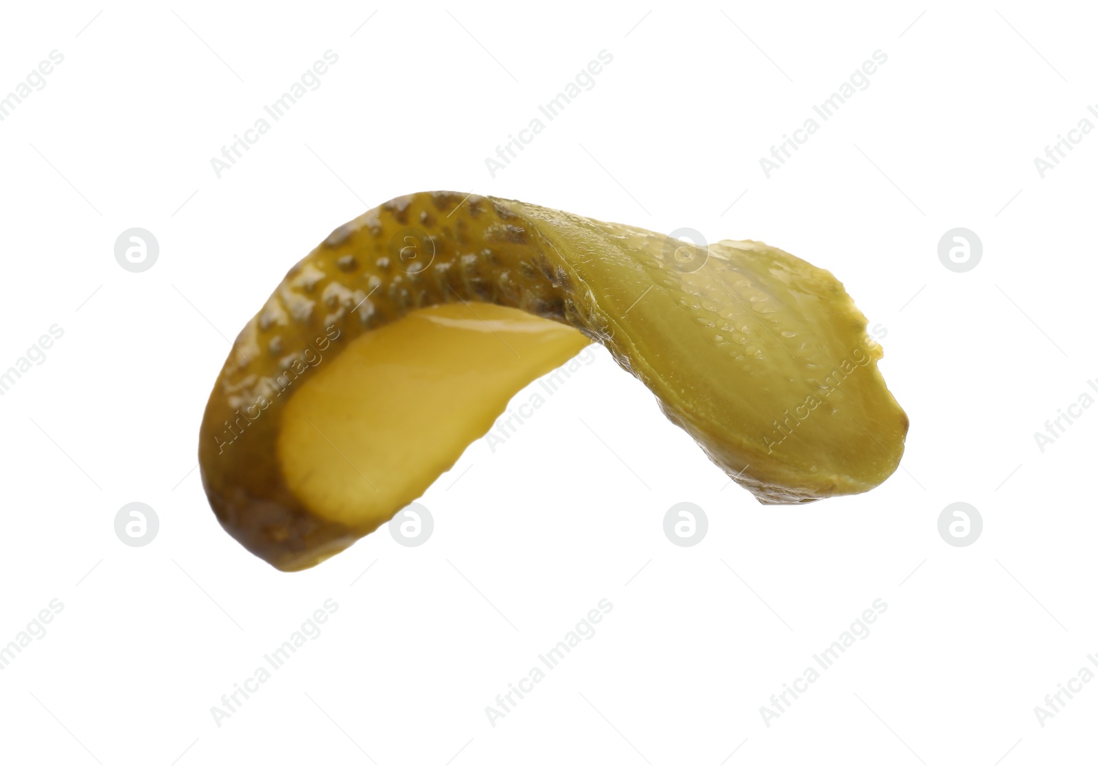 Photo of Slice of pickled cucumber isolated on white