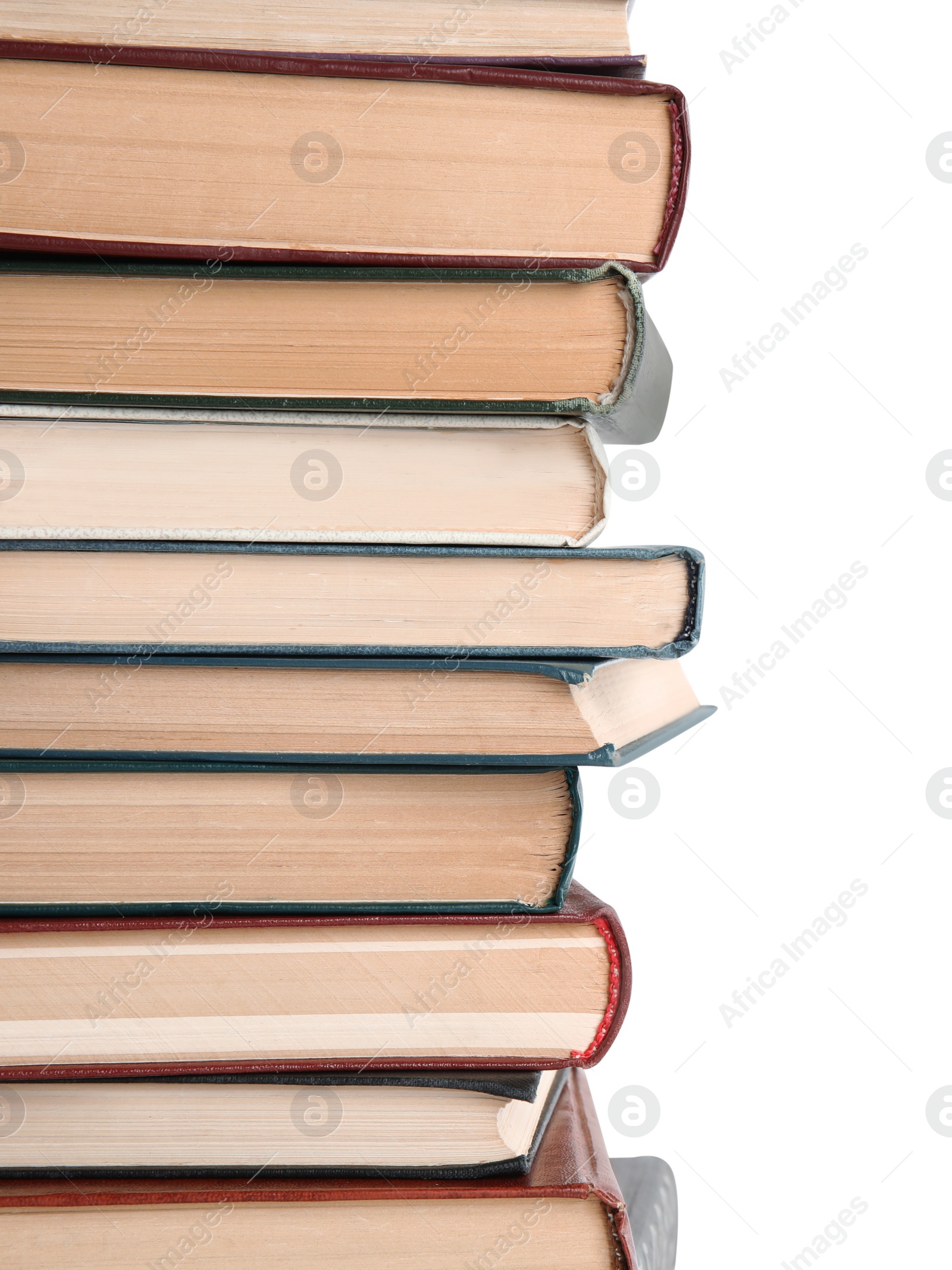 Photo of Collection of different books isolated on white