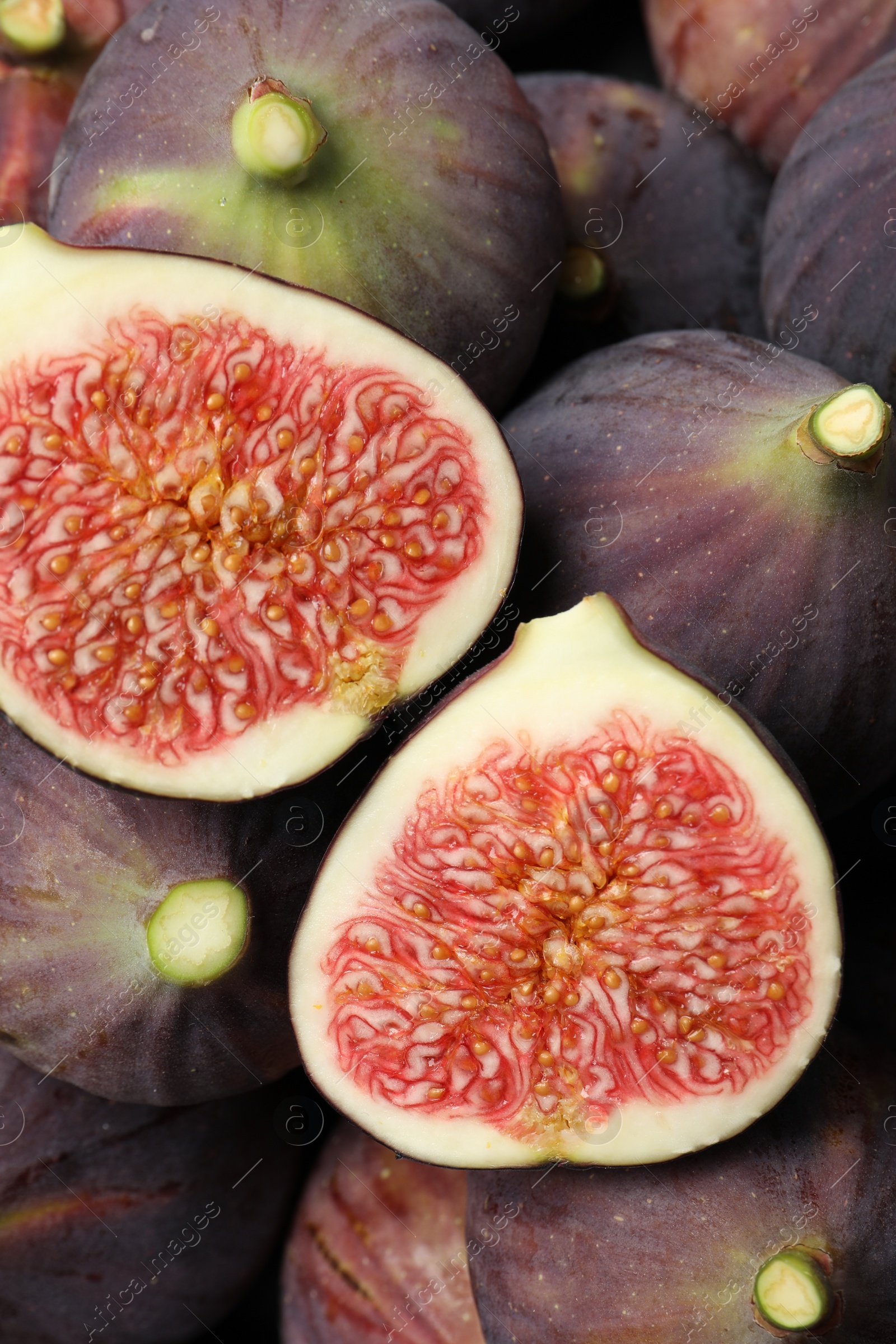 Photo of Fresh ripe figs as background, closeup view