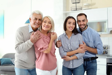 Portrait of happy family at home. Reunion of generations