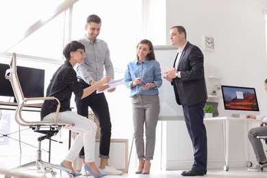 Young people having business training in office