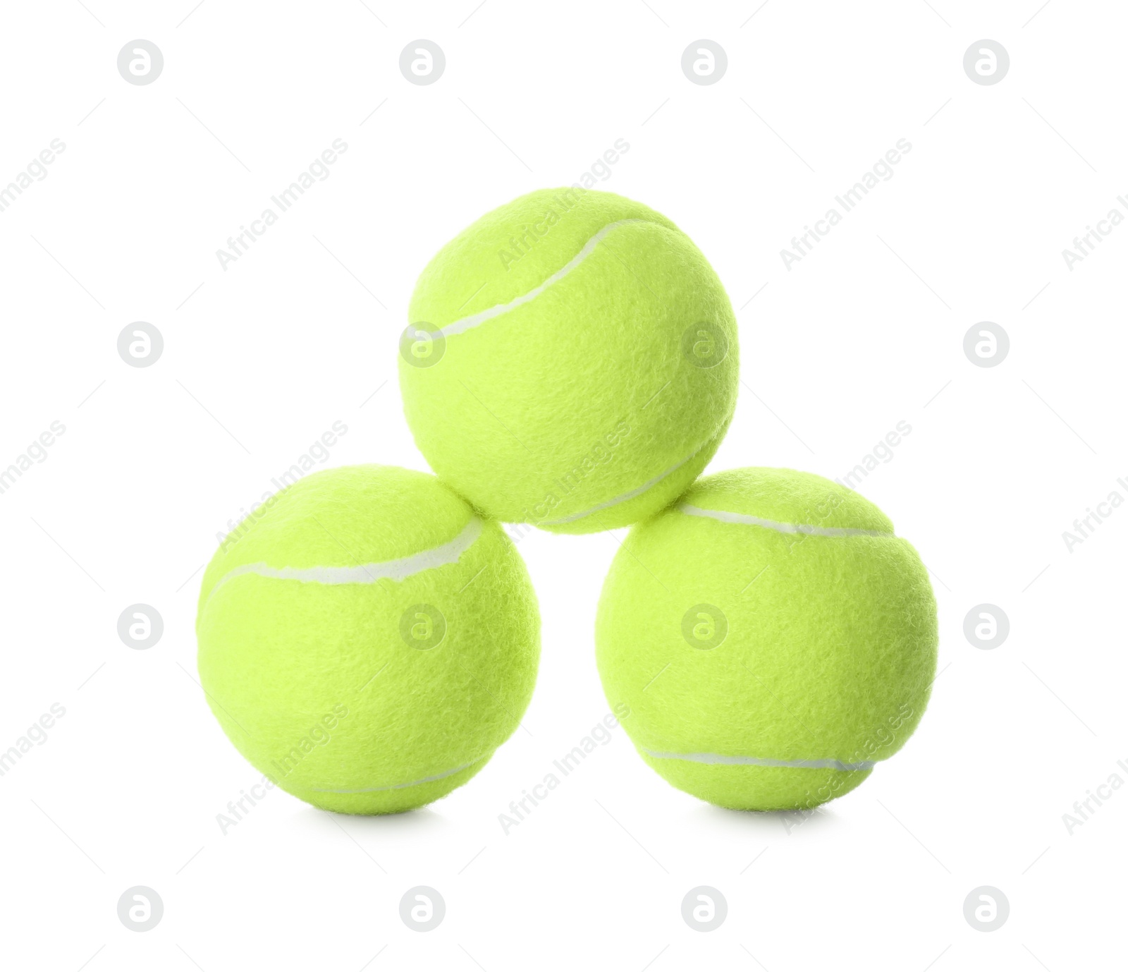 Photo of Tennis balls isolated on white. Sports equipment