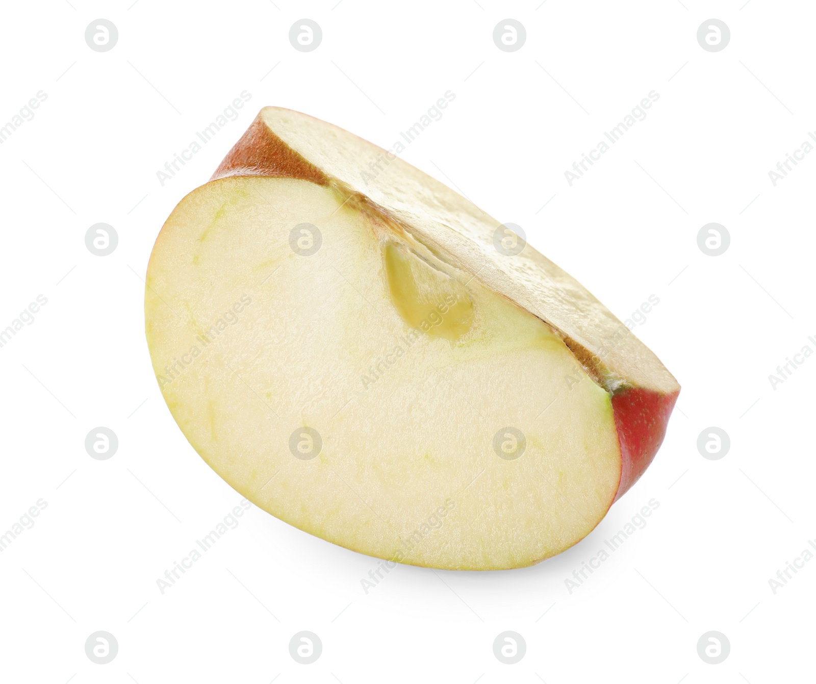 Photo of Slice of juicy apple on white background