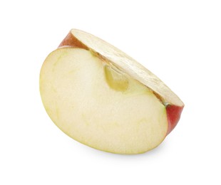 Photo of Slice of juicy apple on white background