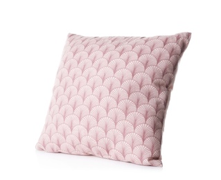 Soft decorative pillow on white background