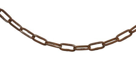 Photo of One rusty metal chain isolated on white