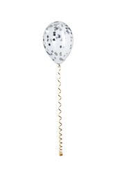 Photo of Bright balloon with sparkles on white background