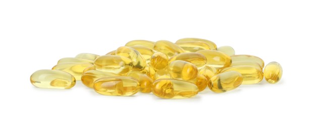 Vitamin capsules isolated on white. Health supplement