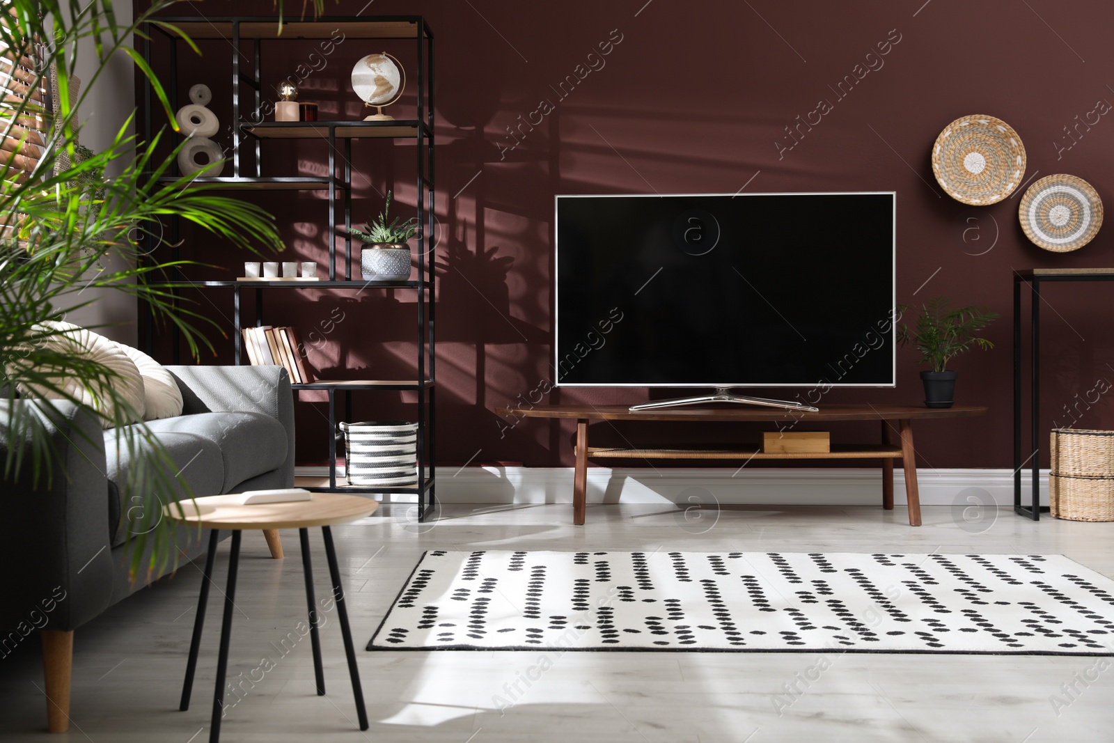 Photo of Living room interior with modern TV on stand