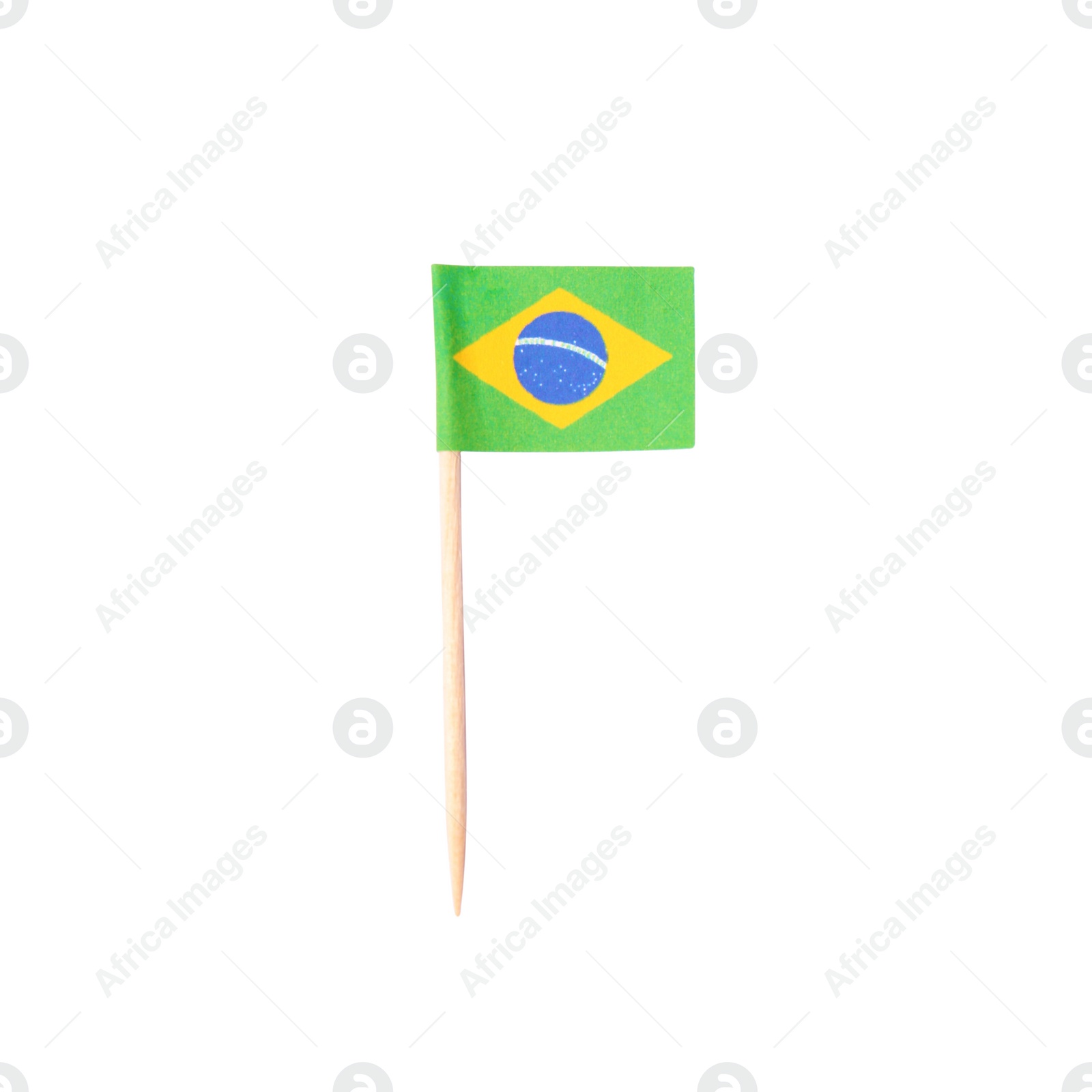 Photo of Small Brazilian paper flag isolated on white, top view