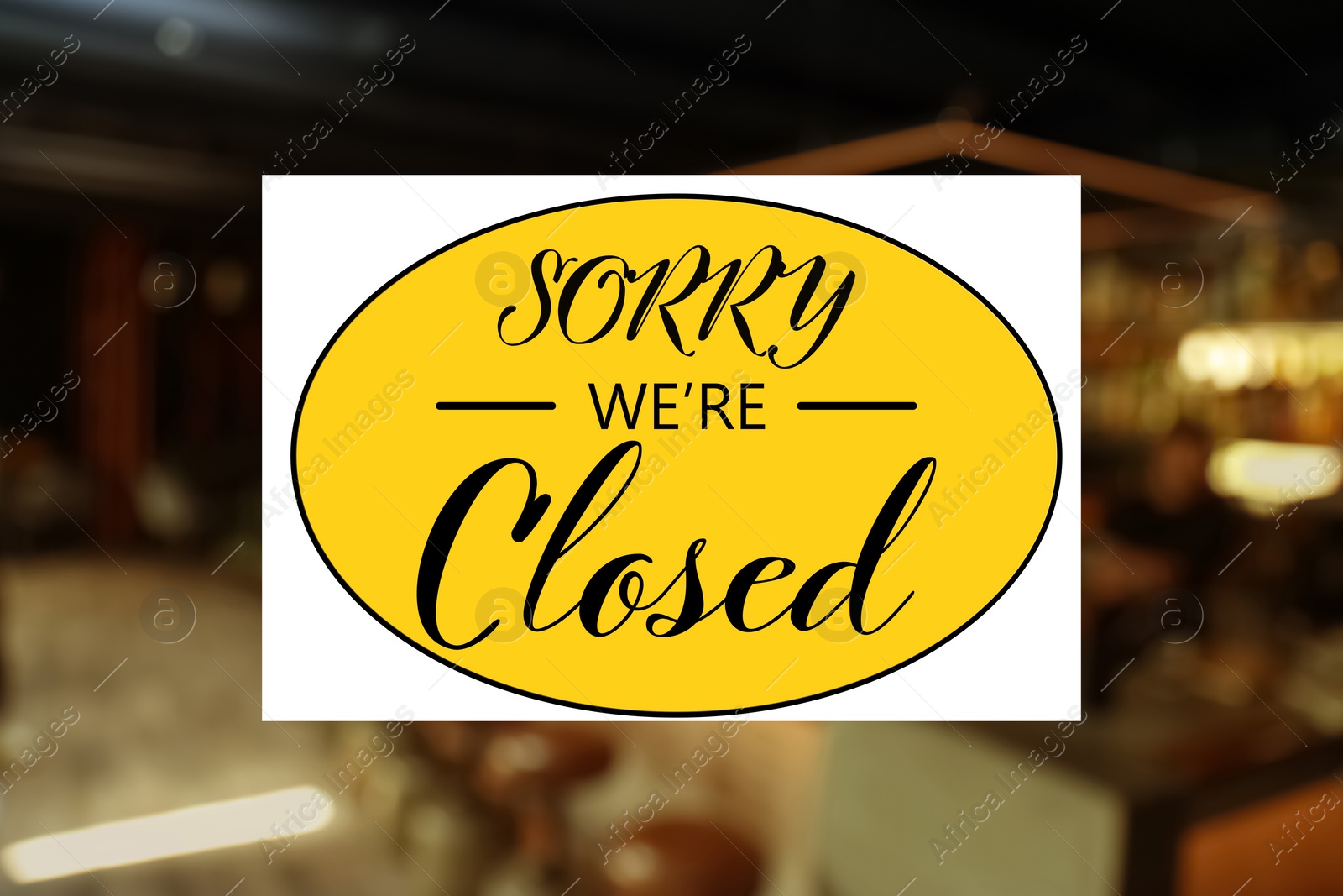 Image of Sorry we are closed sign against blurred background