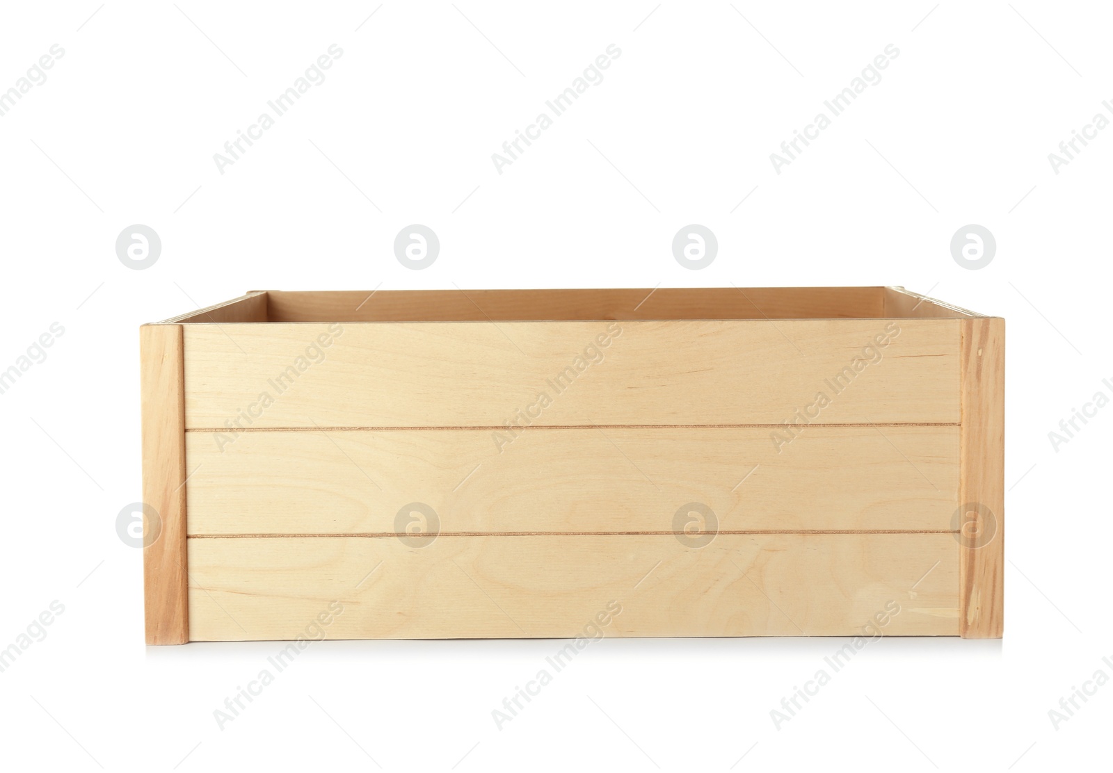 Photo of Wooden crate on white background. Shipping container