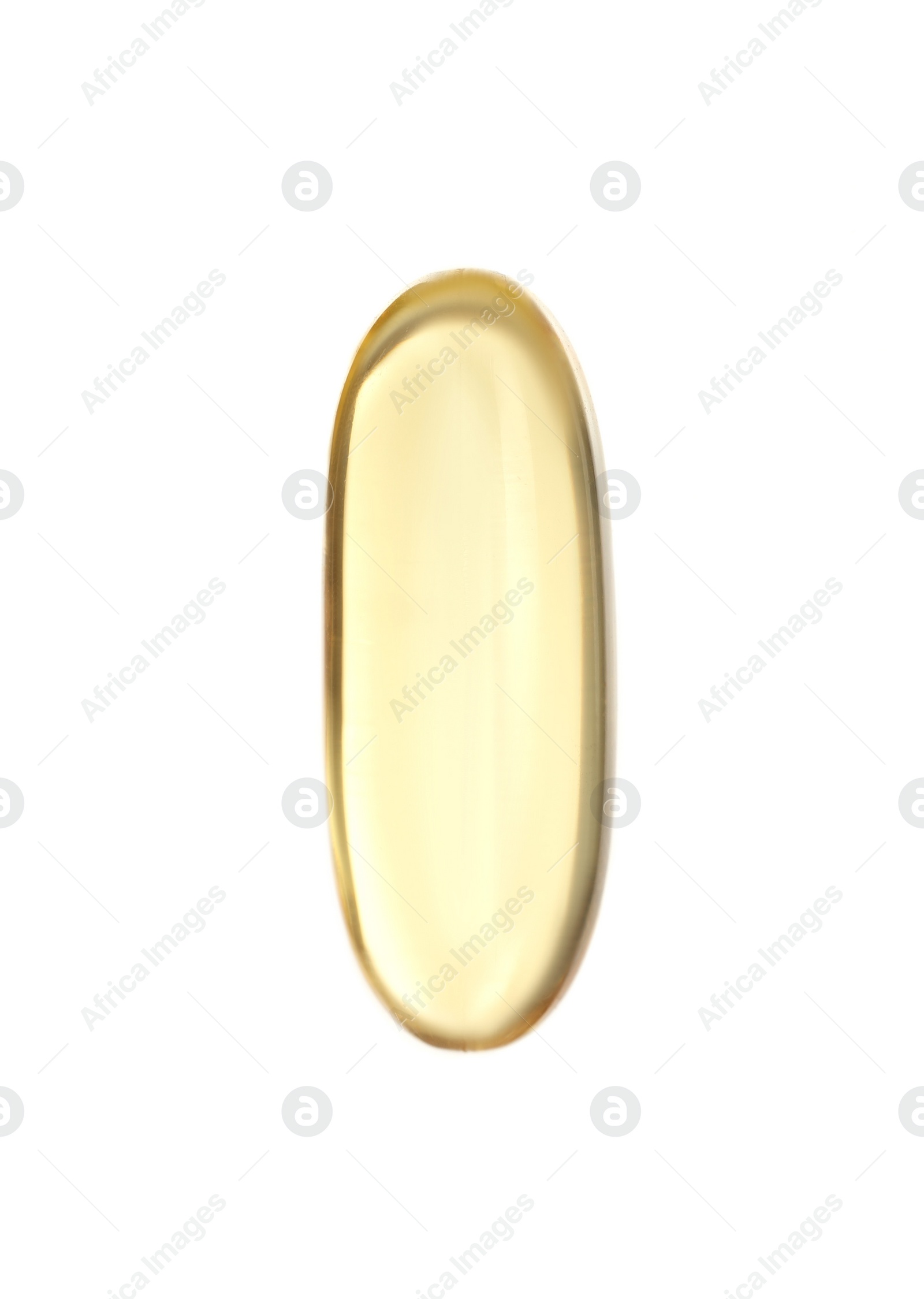 Photo of One yellow pill isolated on white. Medicinal treatment