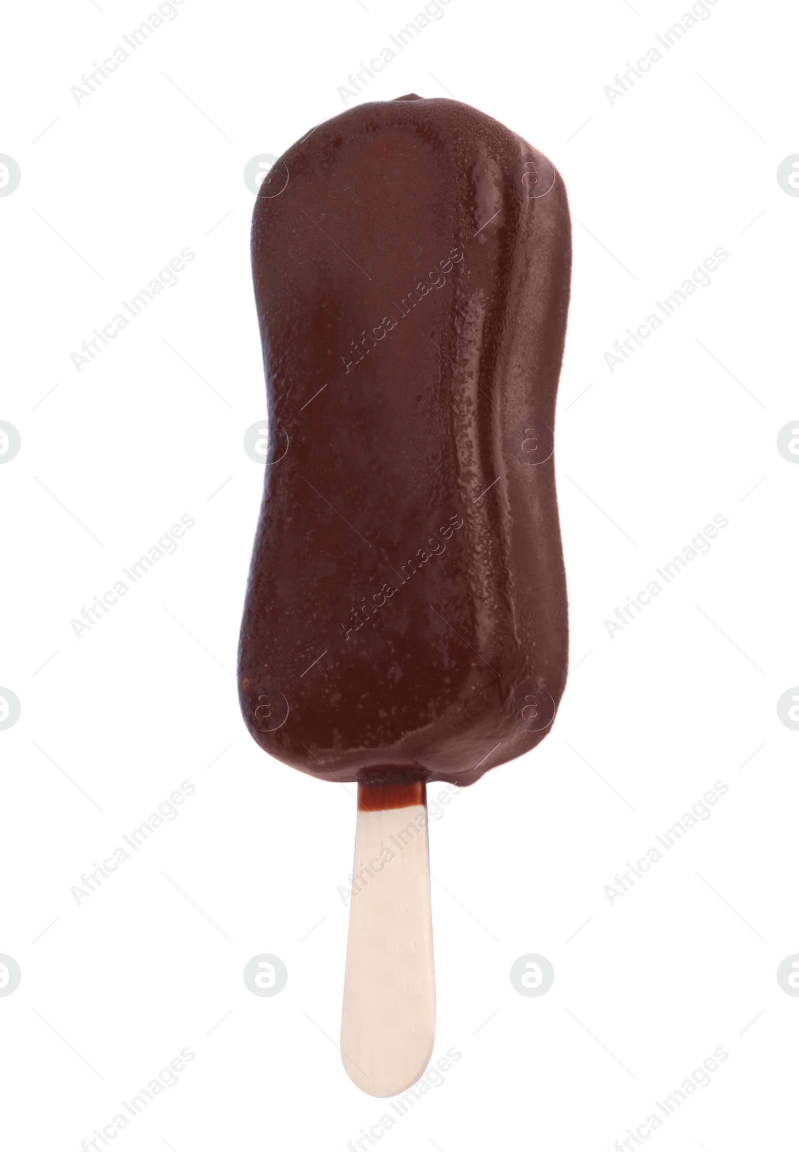 Photo of Delicious glazed ice cream bar isolated on white, top view