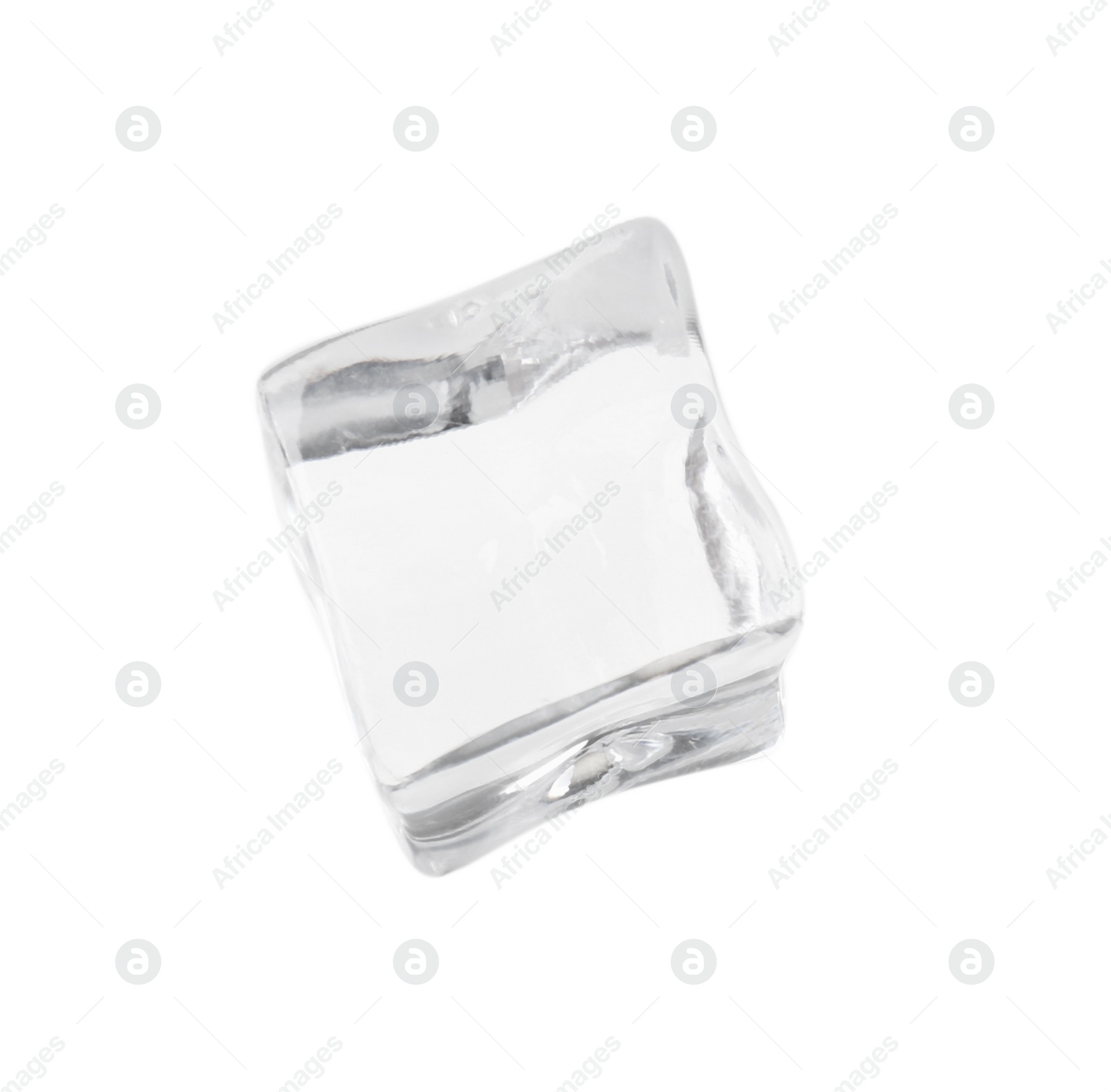 Photo of One crystal clear ice cube isolated on white