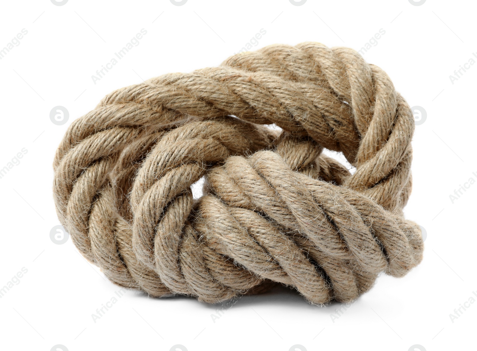 Photo of Bundle of hemp rope isolated on white