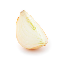 Piece of fresh onion isolated on white