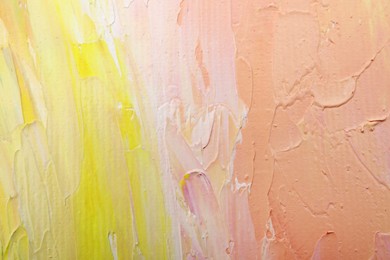 Photo of Beautiful strokes of pastel oil paints as background, closeup