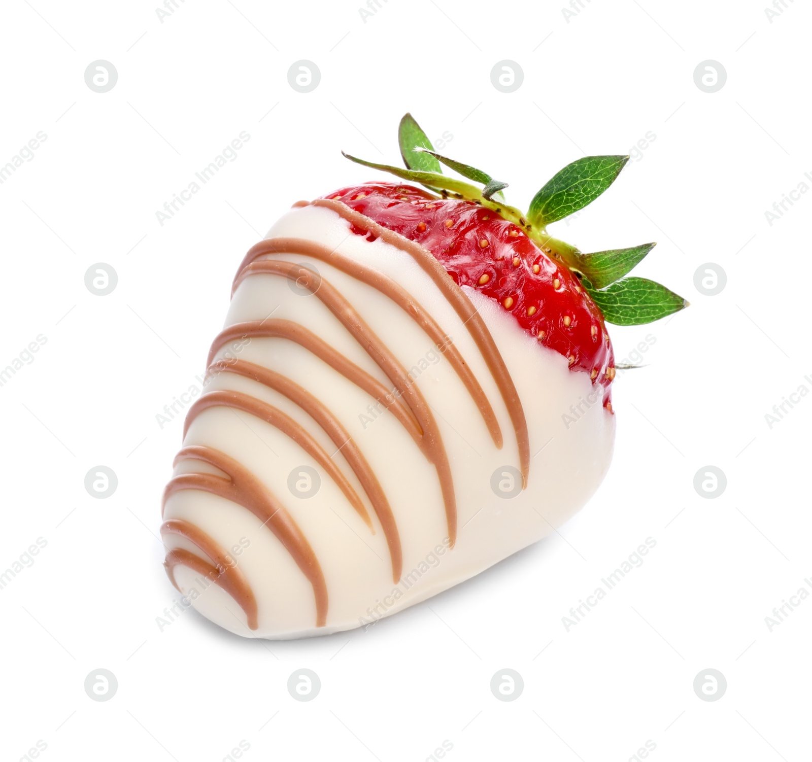 Photo of Delicious strawberry covered with chocolate isolated on white