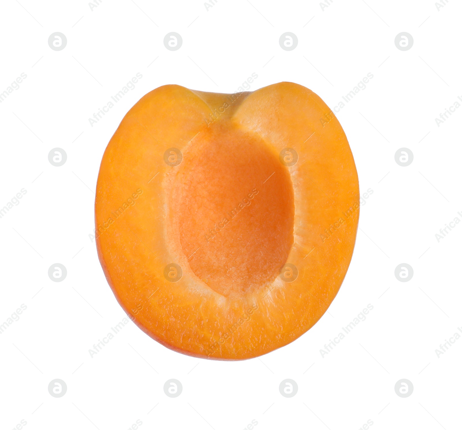 Photo of Half of delicious ripe apricot isolated on white