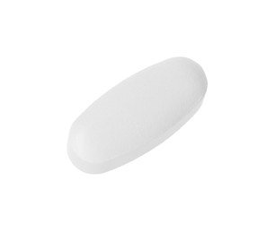 Photo of One vitamin pill isolated on white. Health supplement