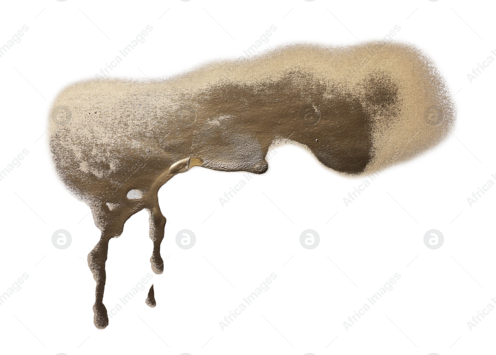 Photo of Spot of golden spray paint on white background