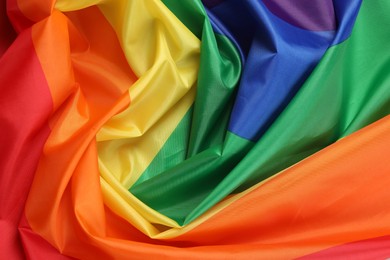 Photo of Rainbow LGBT flag as background, top view