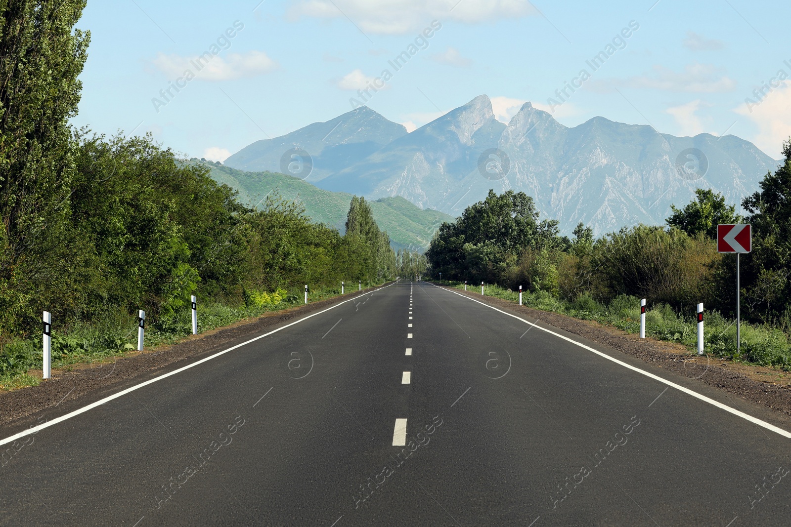 Image of Empty asphalt road in mountains. Picturesque landscape