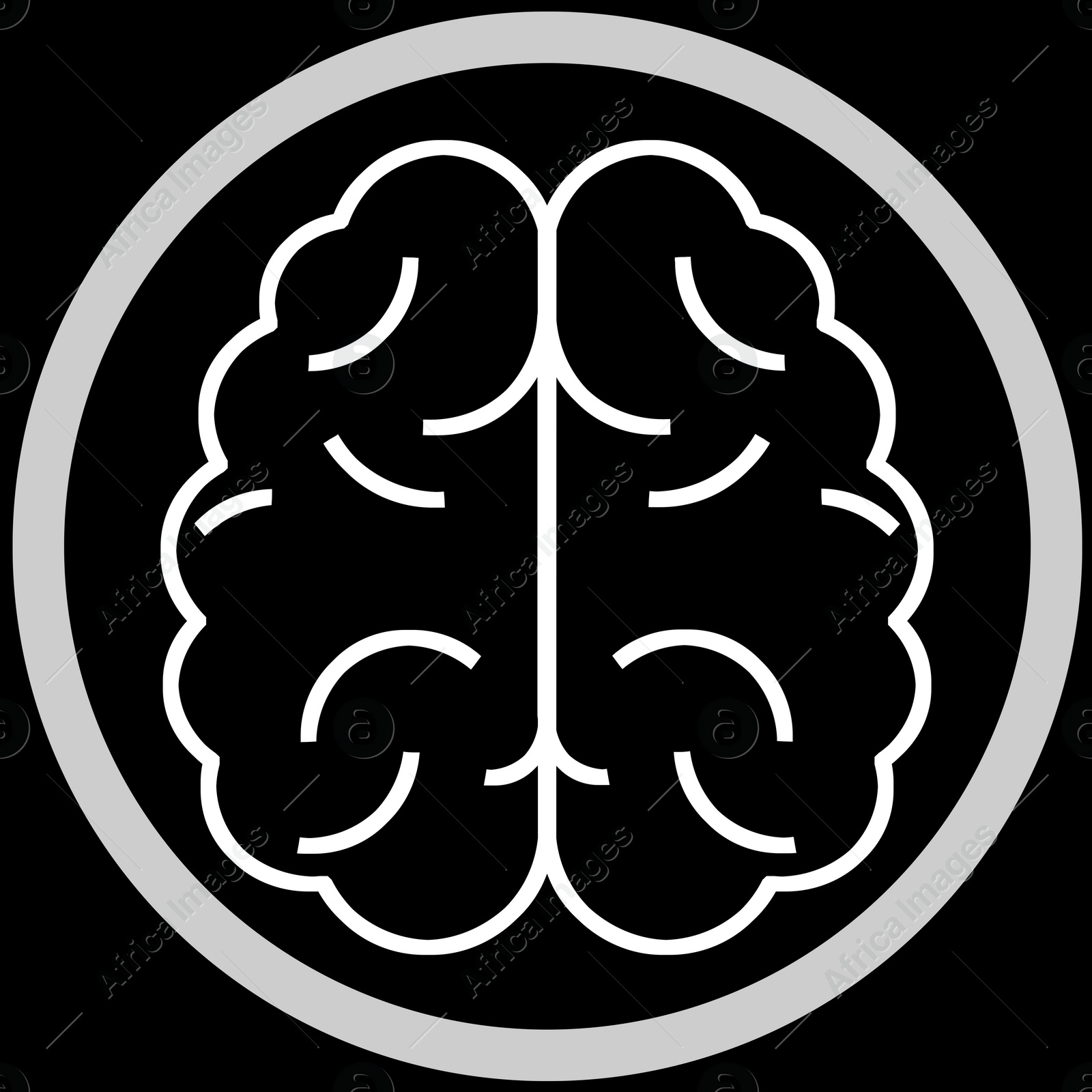 Image of Brain in frame, illustration on black background