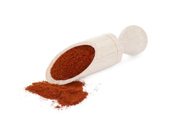 Photo of Scoop of aromatic paprika isolated on white