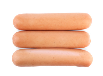 Tasty sausages on white background. Meat product