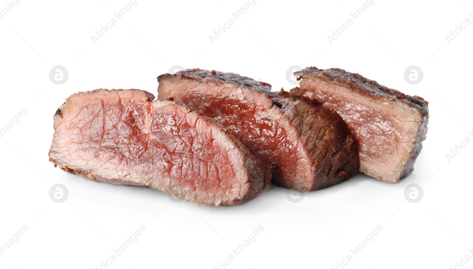 Photo of Delicious sliced beef steak isolated on white