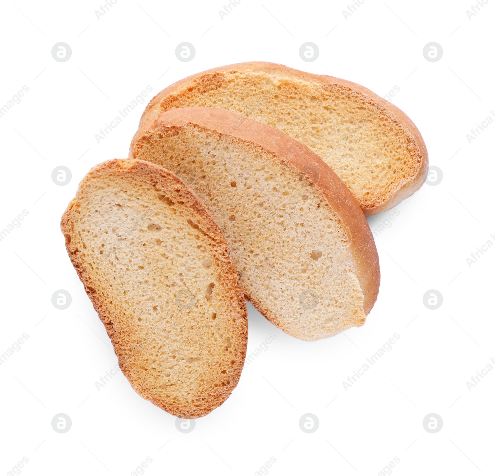 Photo of Hard chuck crackers on white background, top view