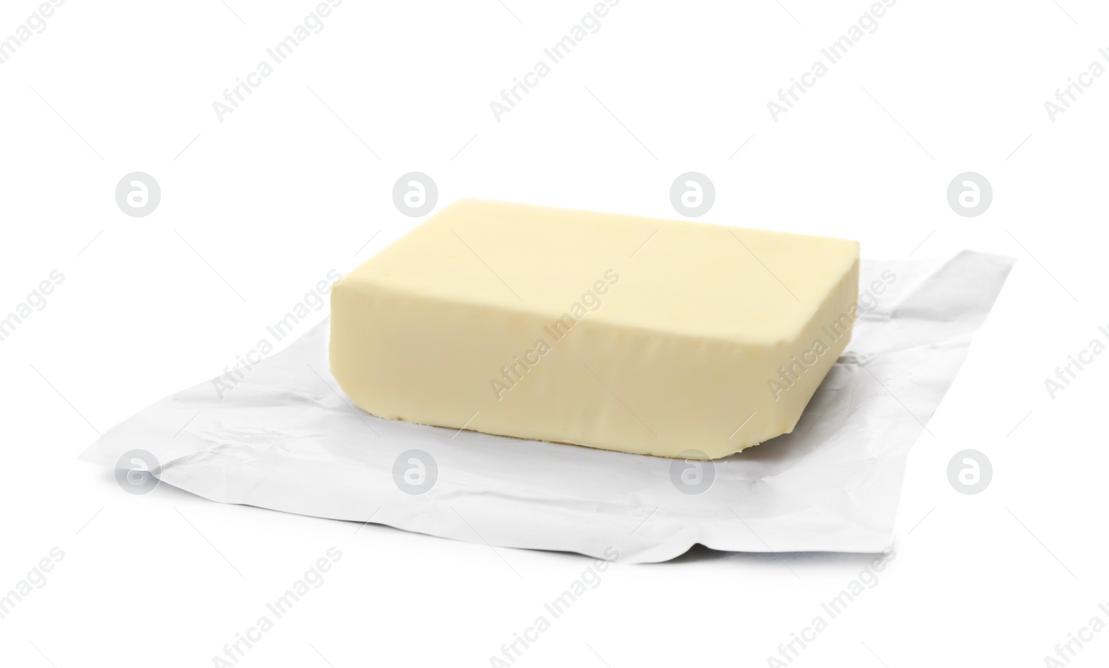 Photo of Tasty fresh butter on white background