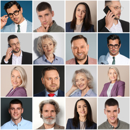 Collage with portraits of different business people 