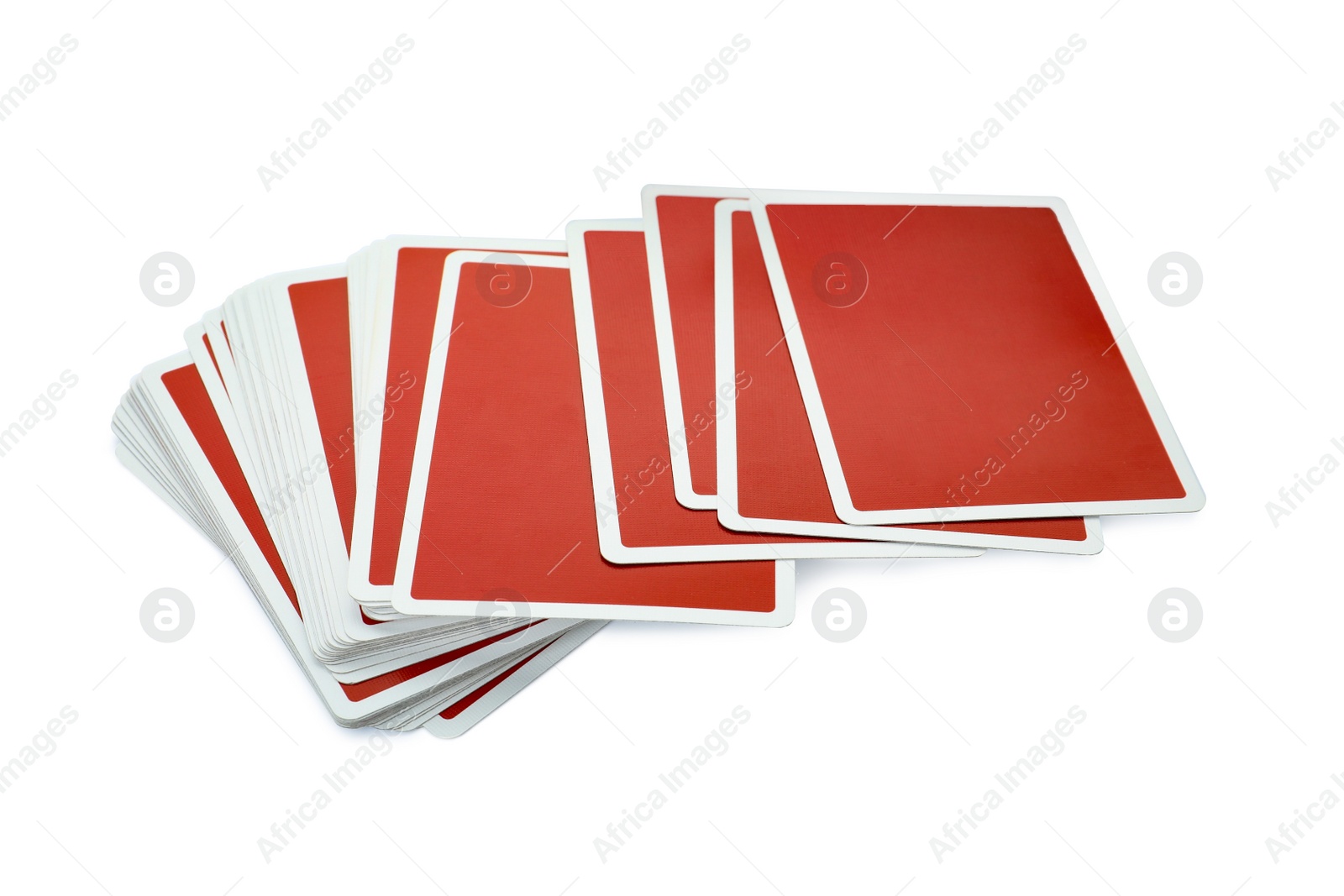 Photo of Deck of playing cards isolated on white. Poker game