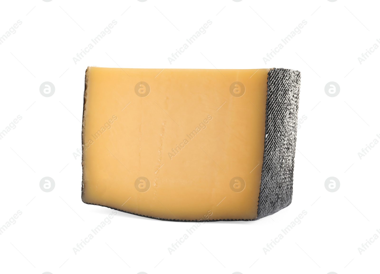Photo of Piece of tasty fresh cheese isolated on white
