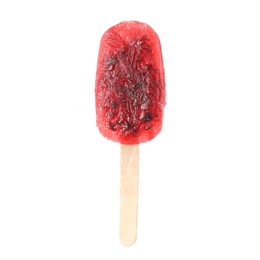 Delicious blackberry ice pop isolated on white. Fruit popsicle