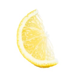 Photo of Slice of fresh lemon isolated on white